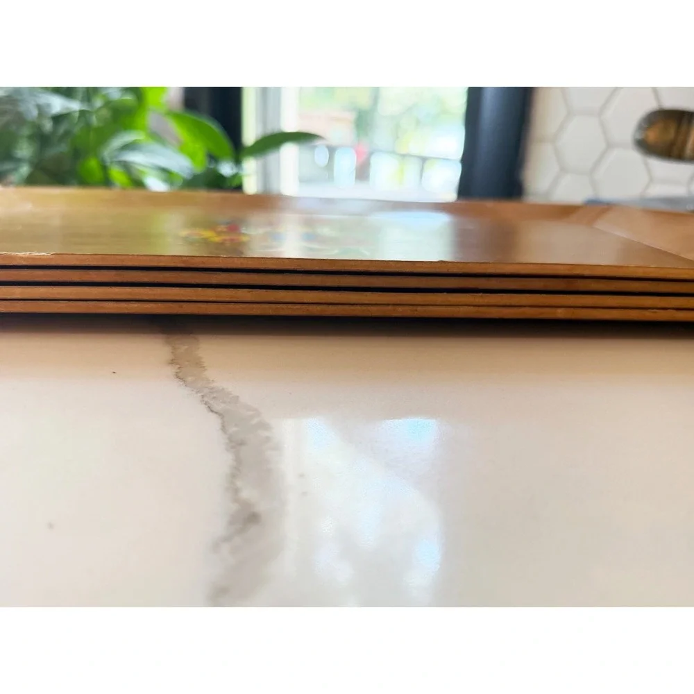 Vintage Hasko De Luxe Lap Tray Mid Century Faux Wood Floral Lithograph MCM 16x8